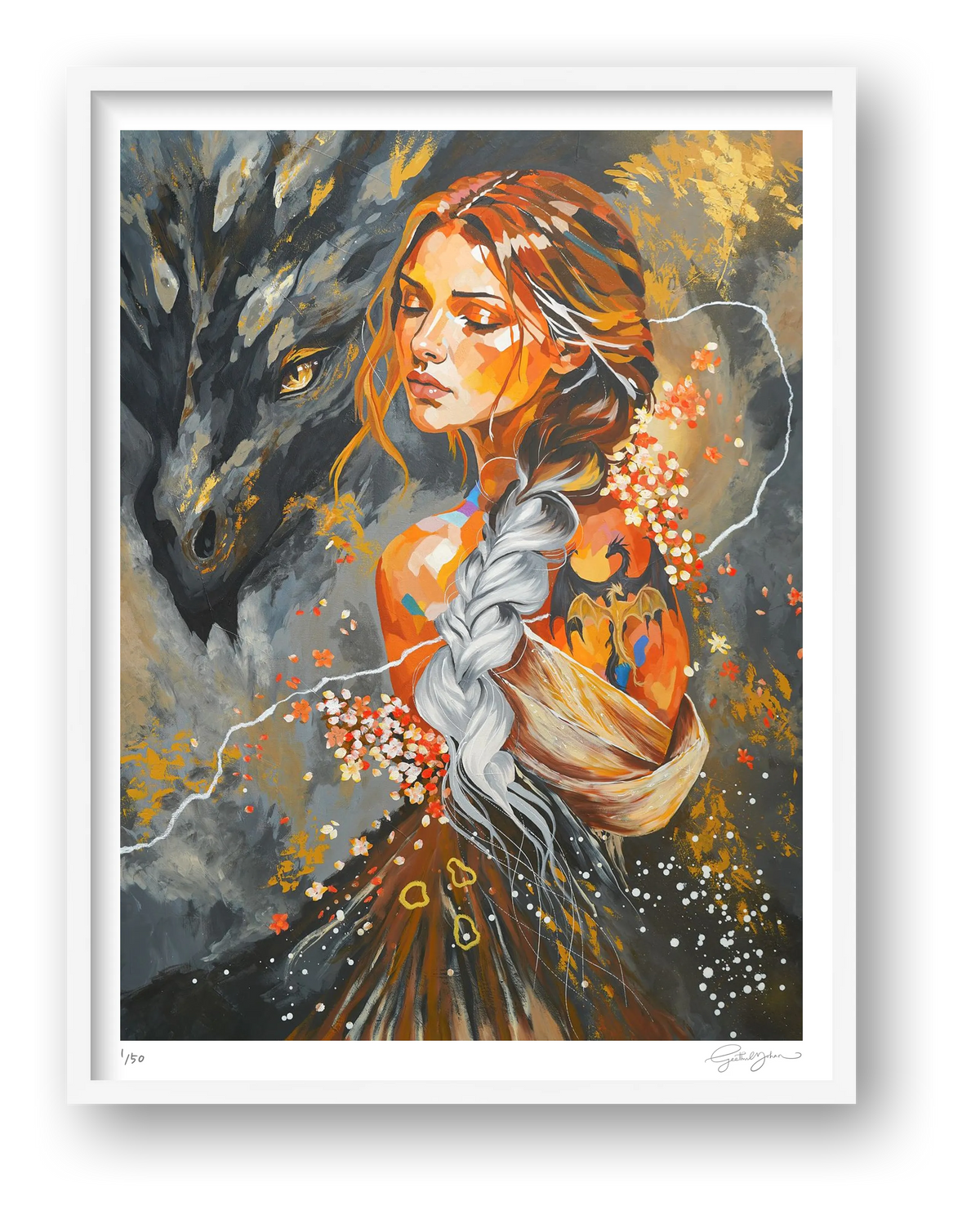 Heart of Lightning — framed (White)